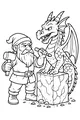 Free Dwarf and Dragon Coloring Page - Fantasy Stone Sculpting Scene (Printable PDF)