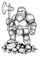 Free Dwarf Warrior Coloring Page - Axe Guardian on Rocky Path (Printable PDF)