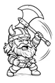 Free Dwarf Coloring Page - Cartoon Warrior Swinging Battle Axe (Printable PDF)