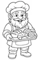 Free Dwarf Baker Coloring Page - Fresh Pastry Tray Scene (Printable PDF)
