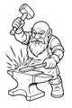Free Dwarf Blacksmith Coloring Page - Hammering Metal at the Sparkling Anvil (Printable PDF)