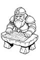 Free Dwarf Coloring Page - Armored Captain Studying a Treasure Map (Printable PDF)