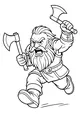 Free Dwarf Coloring Page - Bearded Warrior Running With Two Axes (Printable PDF)