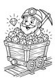 Free Dwarf Miner Coloring Page - Sparkling Gem Mine Cart Ride (Printable PDF)