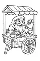 Free Dwarf Coloring Page - Friendly Jeweler at Market Cart (Printable PDF)