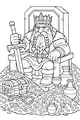 Free Dwarf King Coloring Page - Treasure Hoard Throne Scene (Printable PDF)