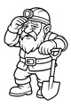 Free Dwarf Miner Coloring Page - Bearded Worker Resting With Shovel (Printable PDF)