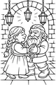Free Dwarf Coloring Page - Dancing Under Lanterns in a Stone Hall (Printable PDF)