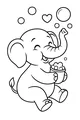 Free Elephant Coloring Page - Cute Cartoon Ellie with Bubbles (Printable PDF)