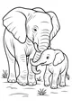 Free Elephant Coloring Page - Mother And Baby Touching Trunks (Printable PDF)