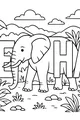 Free Elephant Coloring Page - Smiling Jungle March Scene (Printable PDF)