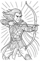 Free Elf Archer Coloring Page - Wind-Haired Warrior Aiming His Bow (Printable PDF)