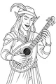 Free Elf Bard Coloring Page - Forest Musician With Lute (Printable PDF)