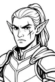 Free Elf Knight Coloring Page - Brave Warrior With Cheek Scar (Printable PDF)