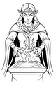 Free Elf Sorceress Coloring Page - Magic Over Shimmering Basin (Printable PDF)