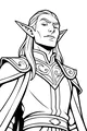 Free Elf Prince Coloring Page - Regal Portrait In Swirly Armor (Printable PDF)
