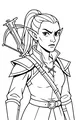 Free Elf Ranger Coloring Page - Brave Female Warrior Portrait (Printable PDF)