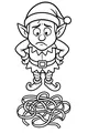 Free Christmas Elf Coloring Page - Boy With Tangled Gift Ribbons (Printable PDF)