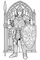 Free Elf Guardian Coloring Page - Armored Gate Sentinel (Printable PDF)