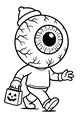 Free Eyeball Boy Halloween Coloring Page - Trick-or-Treat Stroll (Printable PDF)
