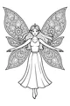 Free Fairy Coloring Page - Elf-Eared Girl With Mandala Wings (Printable PDF)