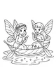 Free Fairy Girls Coloring Page - Leaf Boat Ride on Sparkling Pond (Printable PDF)