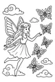 Free Fairy Coloring Page - Butterfly Sky Parade (Printable PDF)
