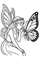 Free Fairy Coloring Page - Girl Whispering to Butterfly (Printable PDF)