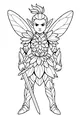 Free Fairy Warrior Coloring Page - Blossom-Armored Winged Knight (Printable PDF)