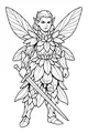 Free Fairy Warrior Coloring Page - Leaf-Armored Forest Guardian (Printable PDF)