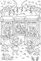 Free Fairy Market Coloring Page - Enchanted Forest Stalls (Printable PDF)
