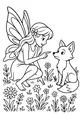 Free Fairy and Fox Coloring Page - Spring Meadow Friendship Scene (Printable PDF)