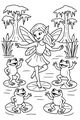 Free Fairy Coloring Page - Dancing on Lily Pads with Frogs (Printable PDF)