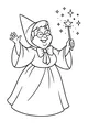 Free Fairy Godmother Coloring Page - Sparkling Star Wand and Gown (Printable PDF)