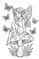 Free Fairy Coloring Page - Girl on Spotted Toadstool (Printable PDF)