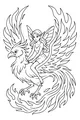 Free Fairy and Phoenix Coloring Page - Girl Riding Fiery Firebird (Printable PDF)