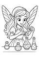Free Fairy Coloring Page - Potion Mixing Alchemy Lab (Printable PDF)