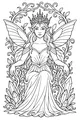 Free Fairy Queen Coloring Page - Forest Throne With Wings (Printable PDF)