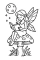 Free Fairy Coloring Page - Moonlit Storytime on a Toadstool (Printable PDF)