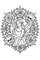 Free Fairy Coloring Page - Winged Girl in Thorny Rose Wreath (Printable PDF)