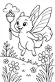 Free Fairy Squirrel Coloring Page - Flying With Magic Acorn Wand (Printable PDF)