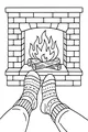 Free Thanksgiving Fireplace Coloring Page - Cozy Socks by the Warm Hearth (Printable PDF)