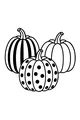 Free Pumpkin Coloring Page - Polka Dot And Striped Harvest Trio (Printable PDF)