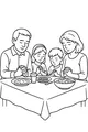 Free Thanksgiving Family Coloring Page - Saying Grace at Dinner Table (Printable PDF)