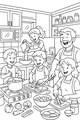 Free Thanksgiving Family Coloring Page - Cooking Dinner Together in the Kitchen (Printable PDF)