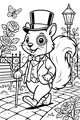 Free Squirrel Coloring Page - Dapper Gentleman in Rose Garden (Printable PDF)