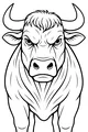 Free Bull Coloring Page - Strong Barnyard Bull With Big Horns (Printable PDF)