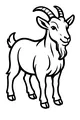 Free Goat Coloring Page - Smiling Goat With Curved Horns (Printable PDF)