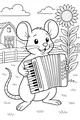 Free Mouse Coloring Page - Farm Mouse Playing Accordion by Sunflower (Printable PDF)