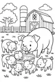 Free Pig Family Coloring Page - Mama Pig Feeding Piglets on the Farm (Printable PDF)